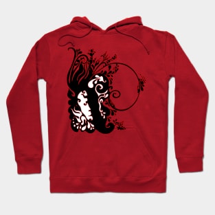 Red, Black and White Abstract Face Hoodie